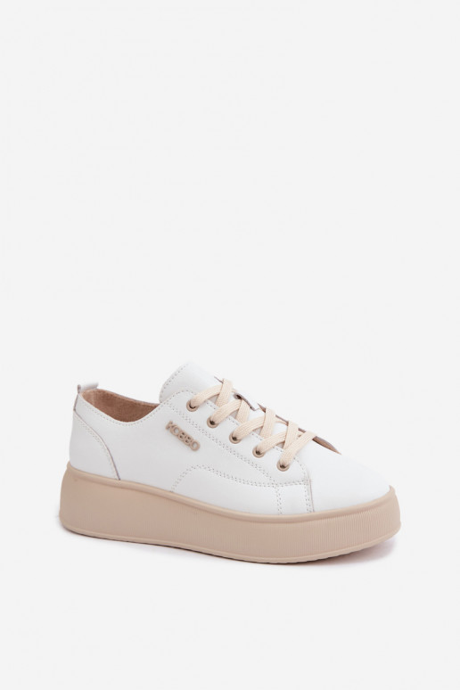 Faux leren sneakers met platform Kobbo in wit