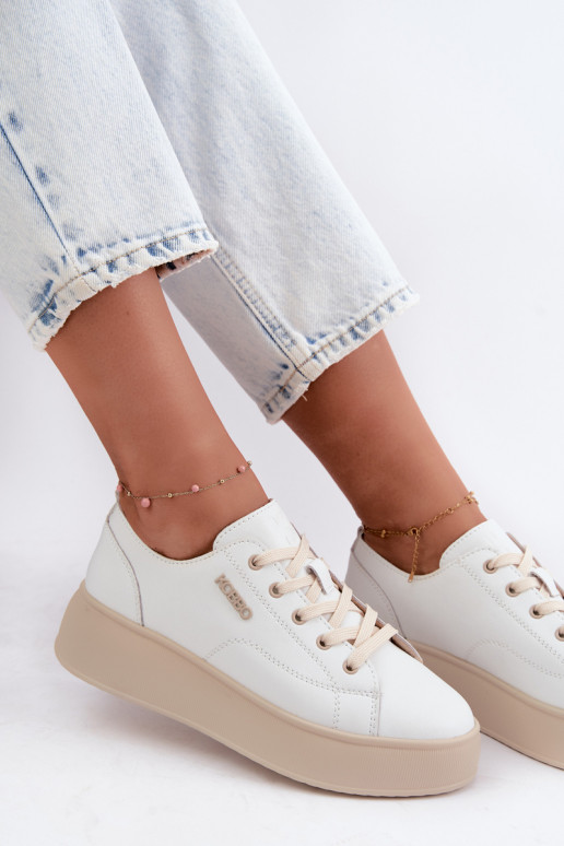 Faux leren sneakers met platform Kobbo in wit