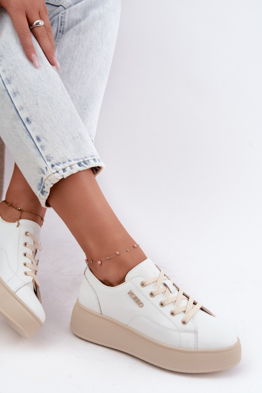 Faux leren sneakers met platform Kobbo in wit