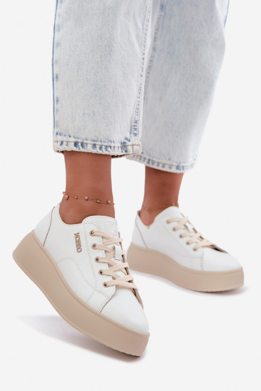 Faux leren sneakers met platform Kobbo in wit