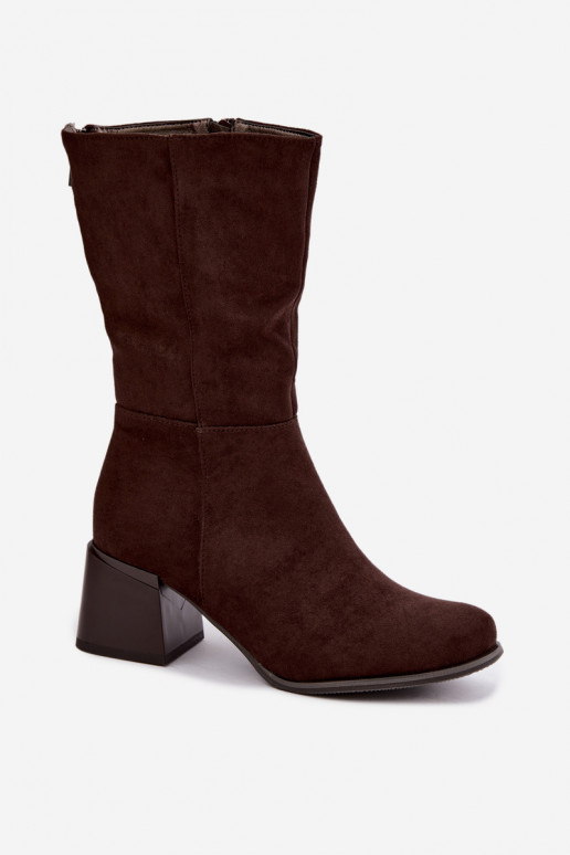 Geïsoleerde lange laarzen van faux suede Klocke in chocolade