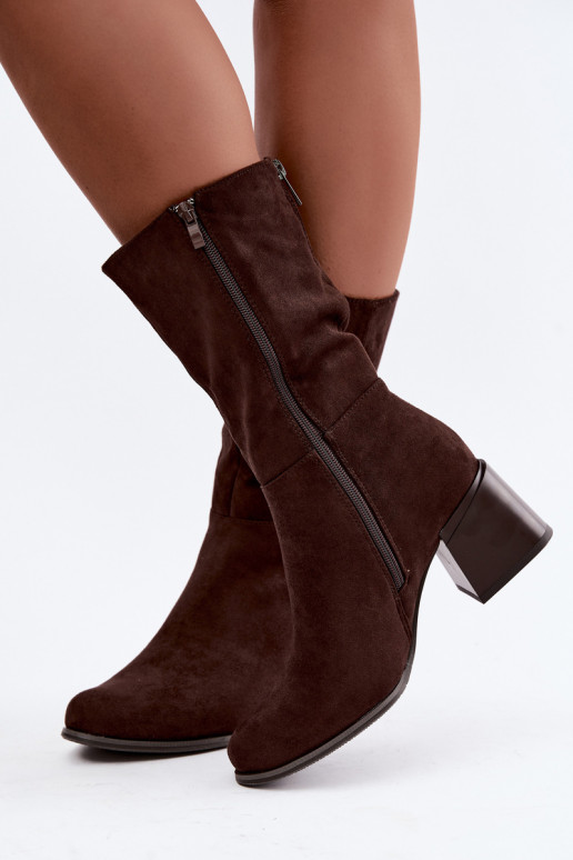 Geïsoleerde lange laarzen van faux suede Klocke in chocolade