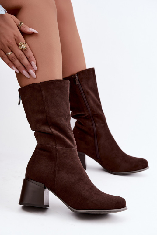 Geïsoleerde lange laarzen van faux suede Klocke in chocolade