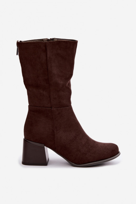 Geïsoleerde lange laarzen van faux suede Klocke in chocolade
