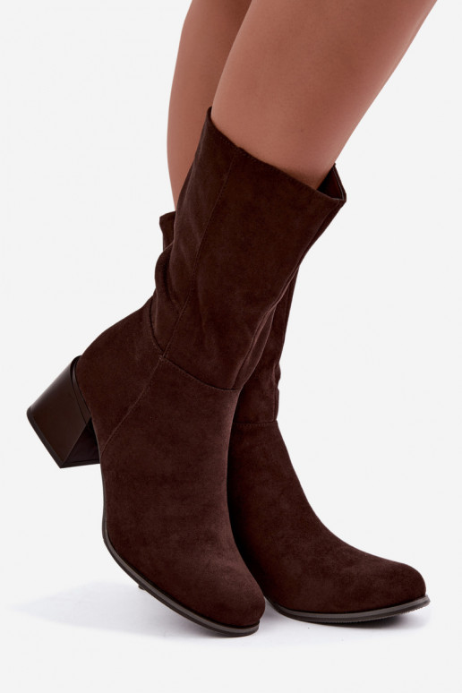 Geïsoleerde lange laarzen van faux suede Klocke in chocolade