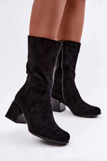 Geïsoleerde lange laarzen van faux suede Klocke in zwart 2