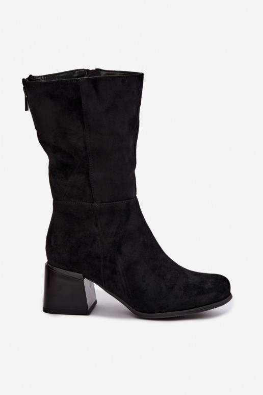 Geïsoleerde lange laarzen van faux suede Klocke in zwart