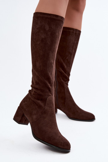 Klassieke knieboots van faux suede Sergio Leone KZ205 chocolade