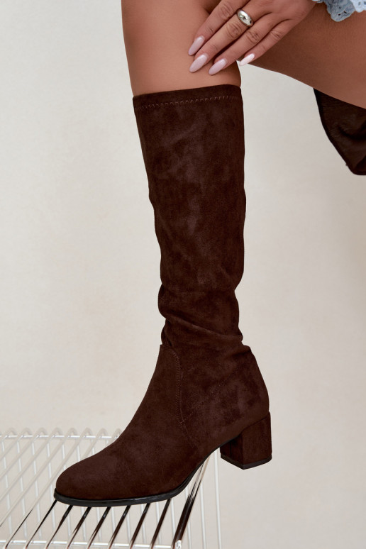 Klassieke knieboots van faux suede Sergio Leone KZ205 chocolade