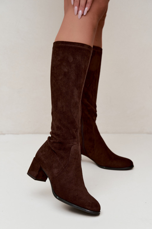 Klassieke knieboots van faux suede Sergio Leone KZ205 chocolade