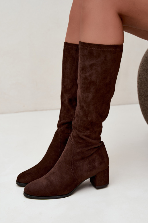 Klassieke knieboots van faux suede Sergio Leone KZ205 chocolade