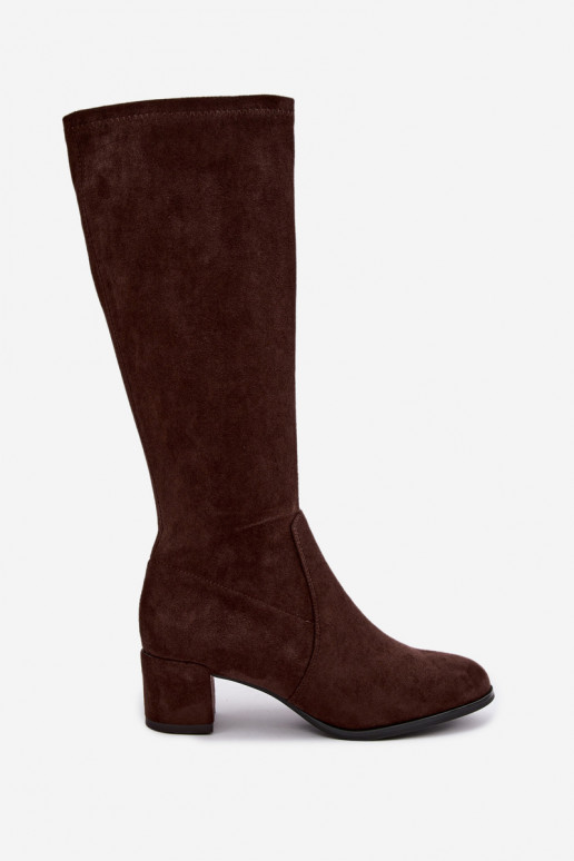 Klassieke knieboots van faux suede Sergio Leone KZ205 chocolade