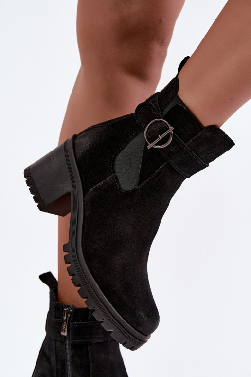 Leer Suede schoenen Dames met hakken opInarmen Zazoo 60601 zInart