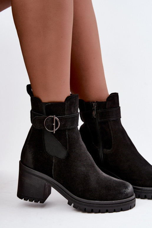 Leer Suede schoenen Dames met hakken opInarmen Zazoo 60601 zInart