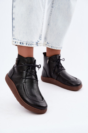 Dames warme Barefoot schoenen Zazoo 3077 in zwarte kleur 2