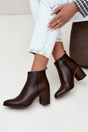 Dames warme enkellaarsjes met isolatie Sergio Leone BT-50-S in chocolade kleur
