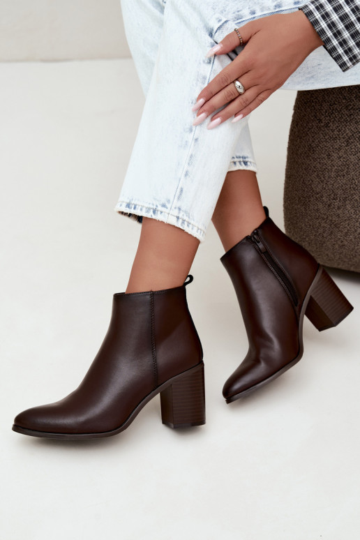 Dames warme enkellaarsjes met isolatie Sergio Leone BT-50-S in chocolade kleur