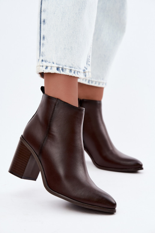 Dames warme enkellaarsjes met isolatie Sergio Leone BT-50-S in chocolade kleur
