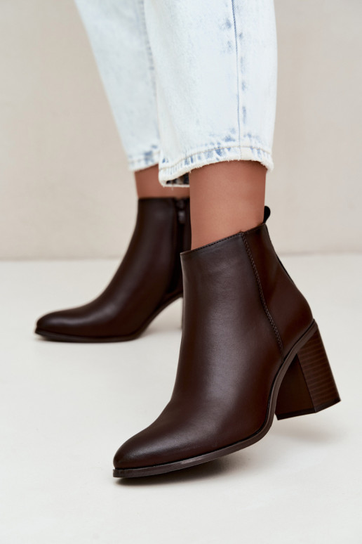 Dames warme enkellaarsjes met isolatie Sergio Leone BT-50-S in chocolade kleur
