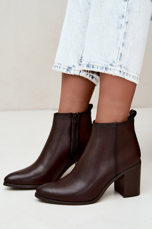 Dames warme enkellaarsjes met isolatie Sergio Leone BT-50-S in chocolade kleur