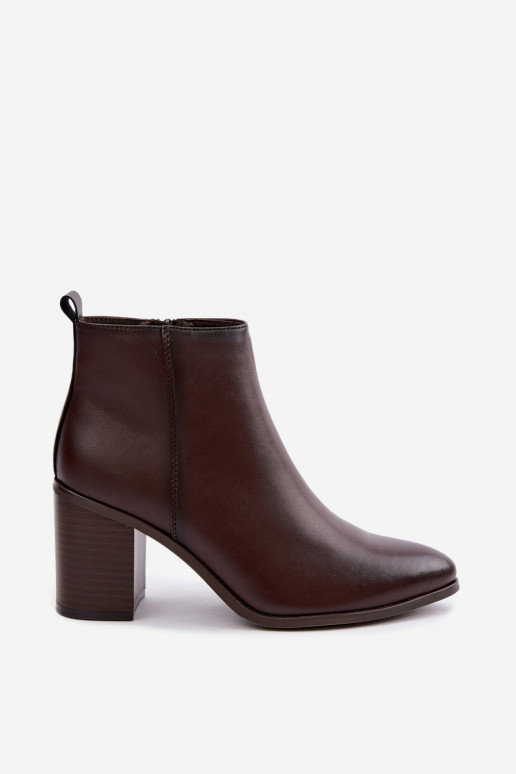 Dames warme enkellaarsjes met isolatie Sergio Leone BT-50-S in chocolade kleur