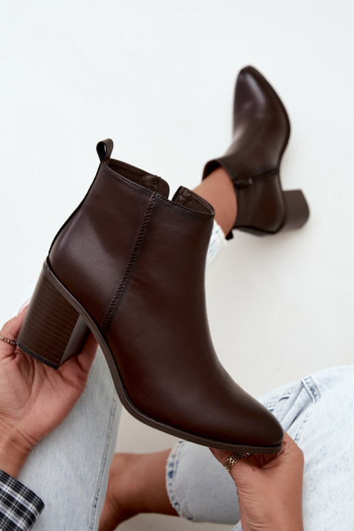 Dames warme enkellaarsjes met isolatie Sergio Leone BT-50-S in chocolade kleur