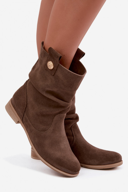Leer Suede schoenen Dames Met ruches opInarmen Zazoo 4210 bruine kleur
