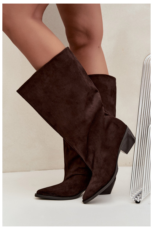Enkellaarsjes met hakken van bruin faux suede Casella