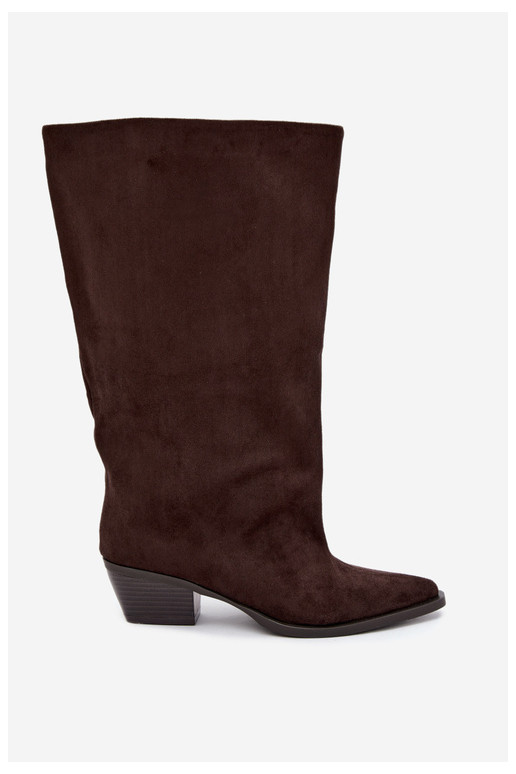 Enkellaarsjes met hakken van bruin faux suede Casella