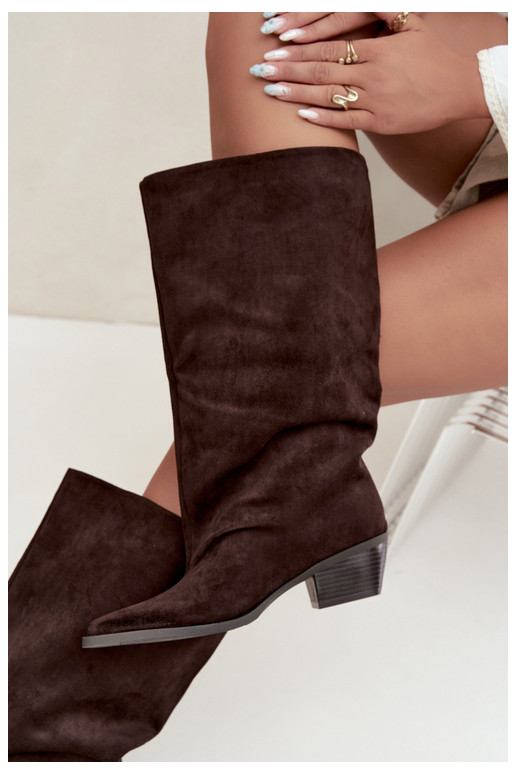 Enkellaarsjes met hakken van bruin faux suede Casella