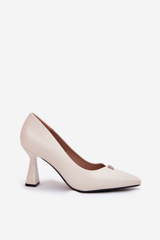 Elegante stijl schoenen op een flared hak Vinceza 62222 zandkleur