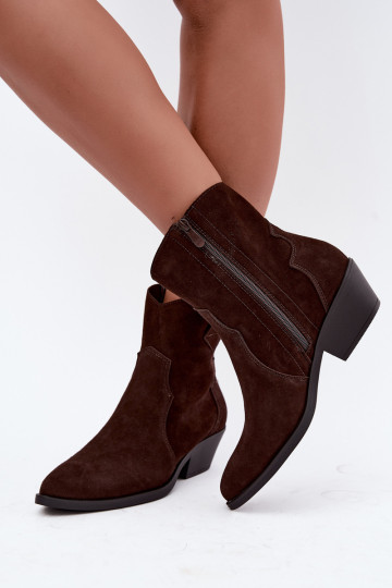 Faux suede cowboylaarzen met hakken in bruin Daliae 2