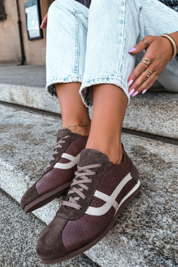 Sneakers van faux suede in chocoladekleur Zazoo N1402S2 2