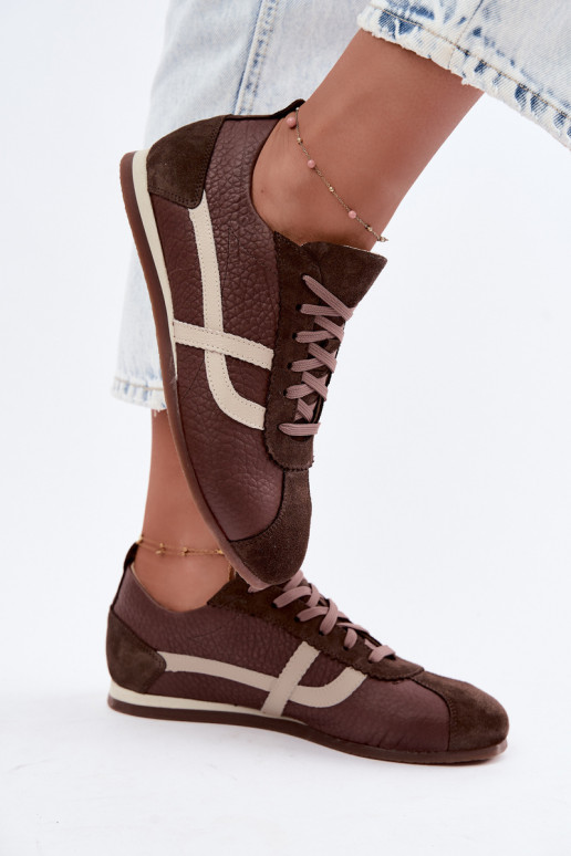 Sneakers van faux suede in chocoladekleur Zazoo N1402S2