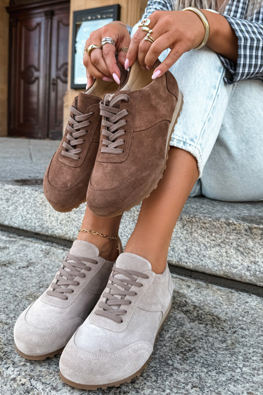 Barefoot sneakers van faux suede in bruin Zazoo N1422