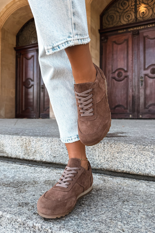 Barefoot sneakers van faux suede in bruin Zazoo N1422