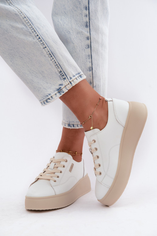 Faux leren sneakers met platform Kobbo in wit
