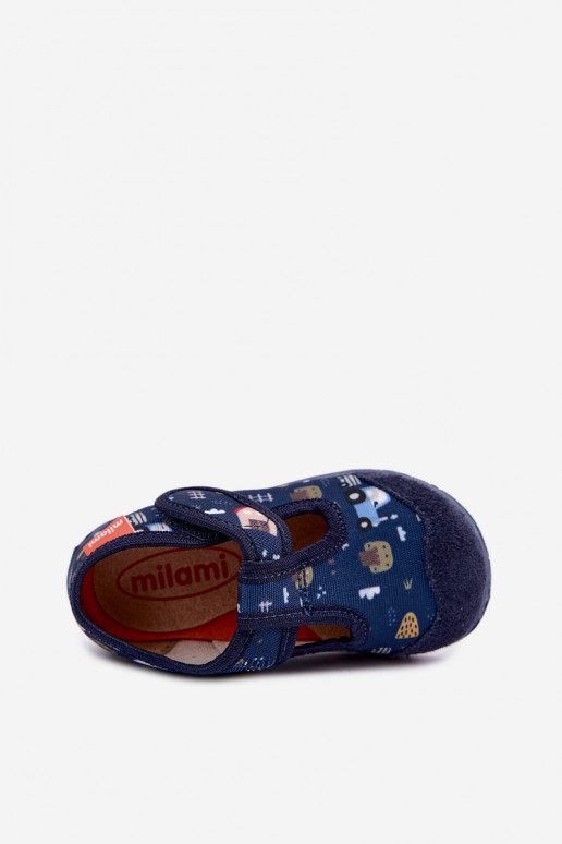 Kinderpantoffels Milami met klittenband in donkerblauw Jasimrra