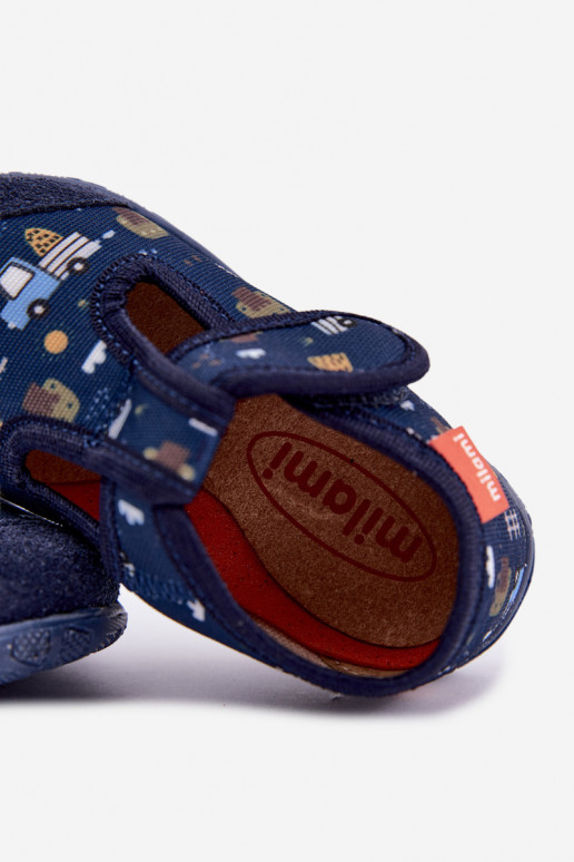 Kinderpantoffels Milami met klittenband in donkerblauw Jasimrra