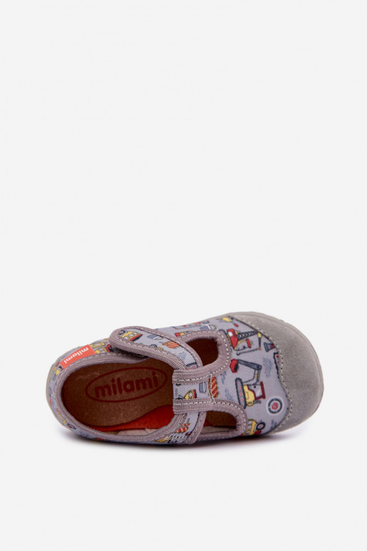 Kinderpantoffels Milami met klittenband in grijs Jasimrra