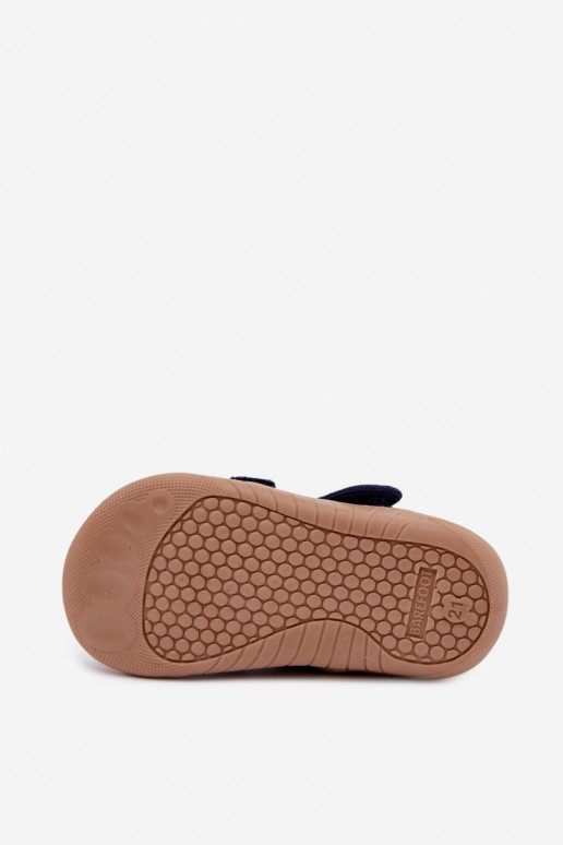 Kinderpantoffels Barefoot Milami met junglepaternen in donkerblauw Lumi