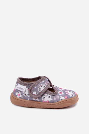 Kinderslippers met klittenband Milami grijs Talirae 2
