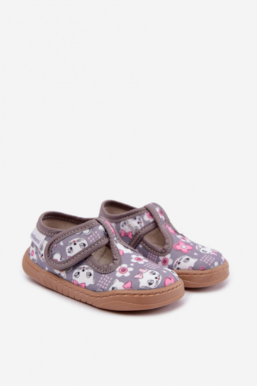 Kinderslippers met klittenband Milami grijs Talirae