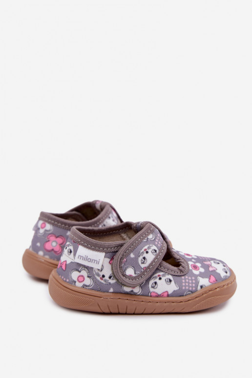 Kinderslippers met klittenband Milami grijs Talirae