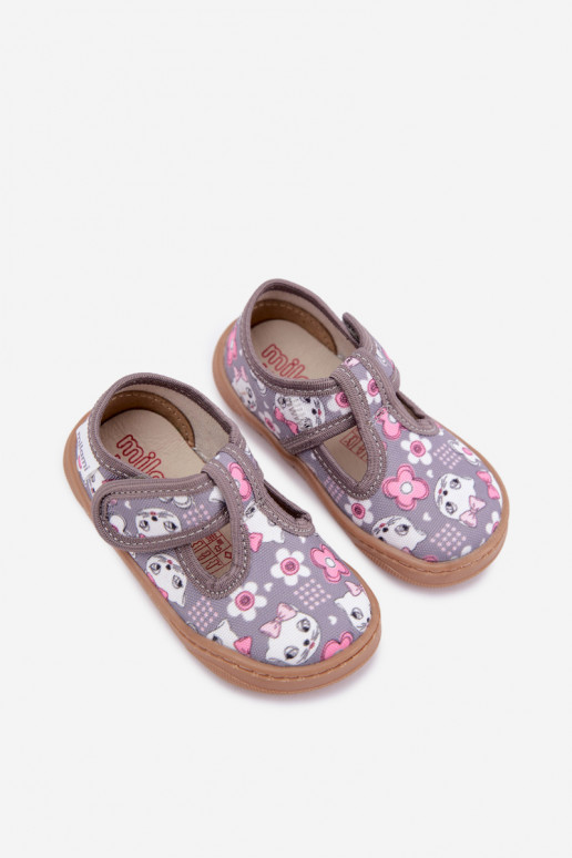 Kinderslippers met klittenband Milami grijs Talirae