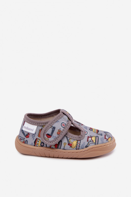 Kinderslippers met klittenband Milami grijs Talirae