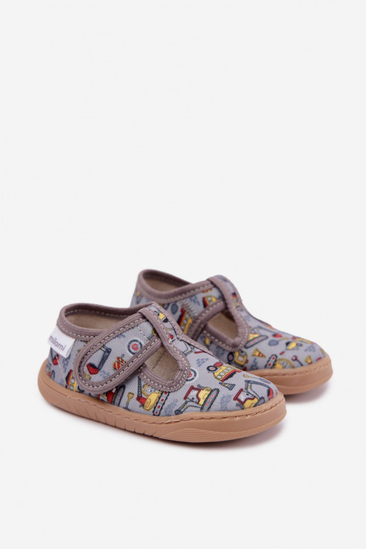 Kinderslippers met klittenband Milami grijs Talirae