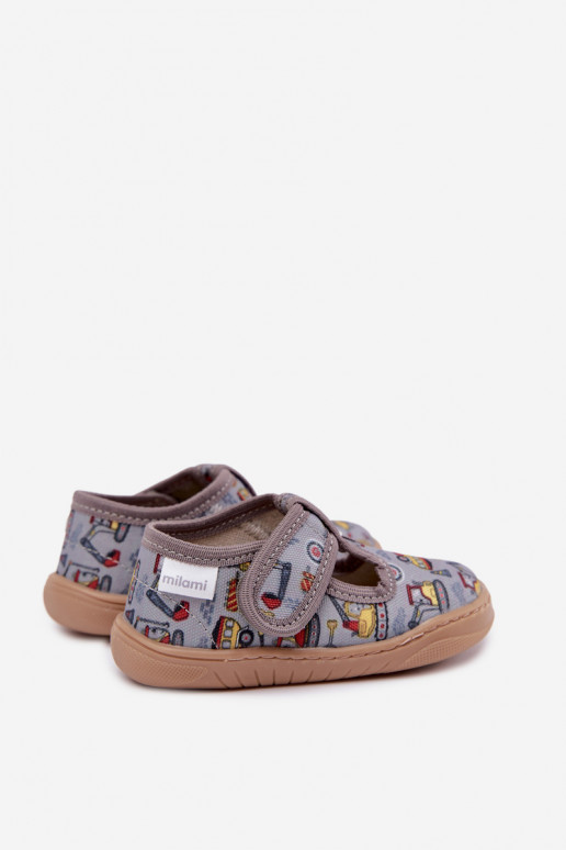 Kinderslippers met klittenband Milami grijs Talirae