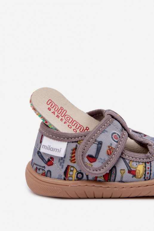 Kinderslippers met klittenband Milami grijs Talirae