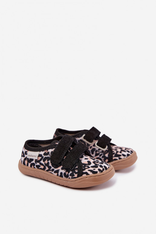 Kinderslippers met luipaardprint Milami zandkleur Saphira